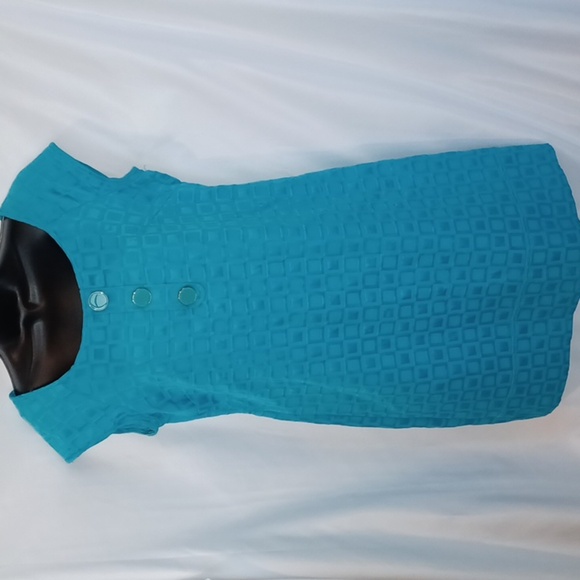 🌹K Studio Collection Turquoise Textured Sheath Dress, 19" pit to pit - Picture 1 of 9